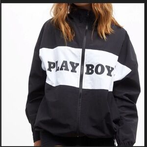 Pacsun Playboy Black and White Windbreaker Jacket Size Small